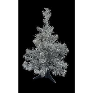 Vtg Silver Tabletop Tinsel Christmas Tree w/Stand Adjustable Shape Branches 12"